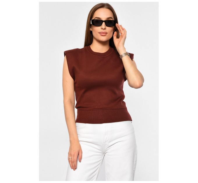 Жилет женский трикотажный бордового цвета 187933L