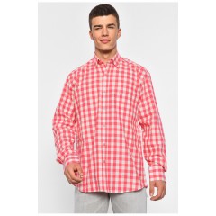 Сорочка чоловіча коралового кольору в клітинку 187967L