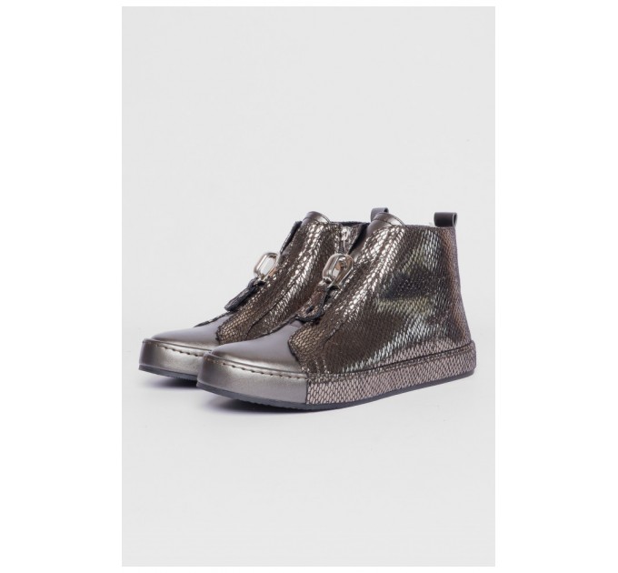 Черевики жіночі демісезонні бронзового кольору на блискавці 188177L