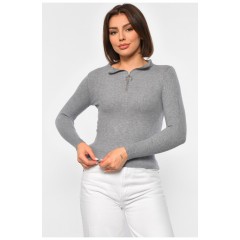 Гольф женский однотонный с замком серого цвета 188266L