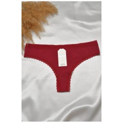 Стринги женские с кружевом бордового цвета 188810L