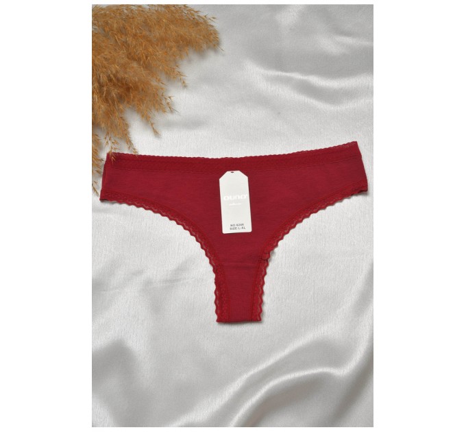 Стринги женские с кружевом бордового цвета 188810L