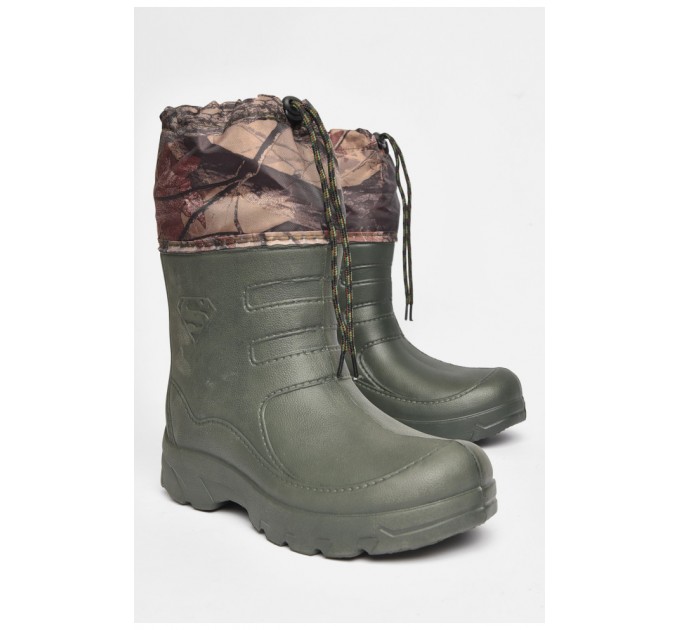 Чоботи чоловічі піна зі з`ємною шкарпеткою темно-зеленого кольору 189170L