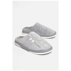 Тапочки комнатные мужские серого цвета на меху 189326L