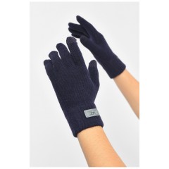 Рукавички жіночі сенсорні темно-синього кольору утеплені 189526L