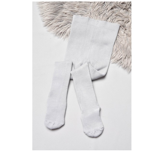 Колготы детские махровые для девочки светло-серого цвета 189560L