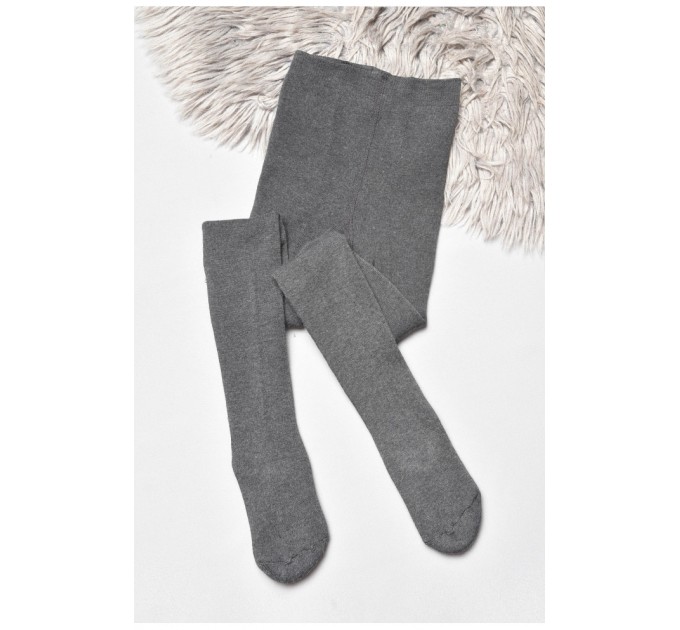 Колготи дитячі махрові для дівчинки темно-сірого кольору 189569L