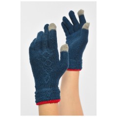 Перчатки женские сенсорные темно-синего цвета 189988L