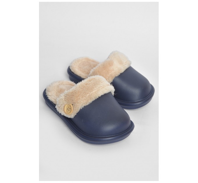 Капці дитячі темно-синього кольору на хутрі 190002L