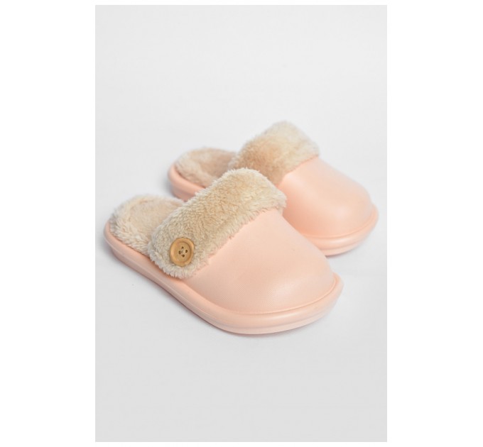 Тапочки детские персикового цвета на меху 190005L