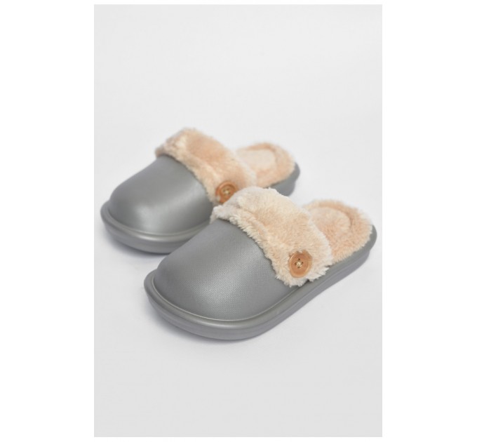 Тапочки детские серого цвета на меху 190006L