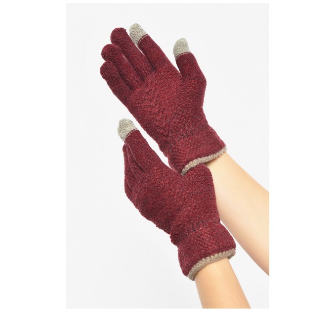 Перчатки женские сенсорные бордового цвета 190012L