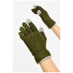 Перчатки женские сенсорные цвета утепленные хаки 190016L Перчатки женские сенсорные цвета утепленные хаки 190016L