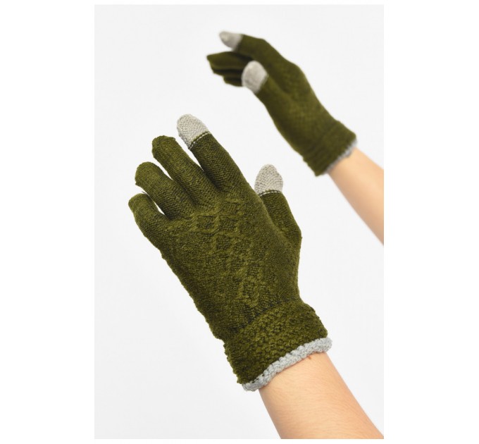Перчатки женские сенсорные цвета утепленные хаки 190016L