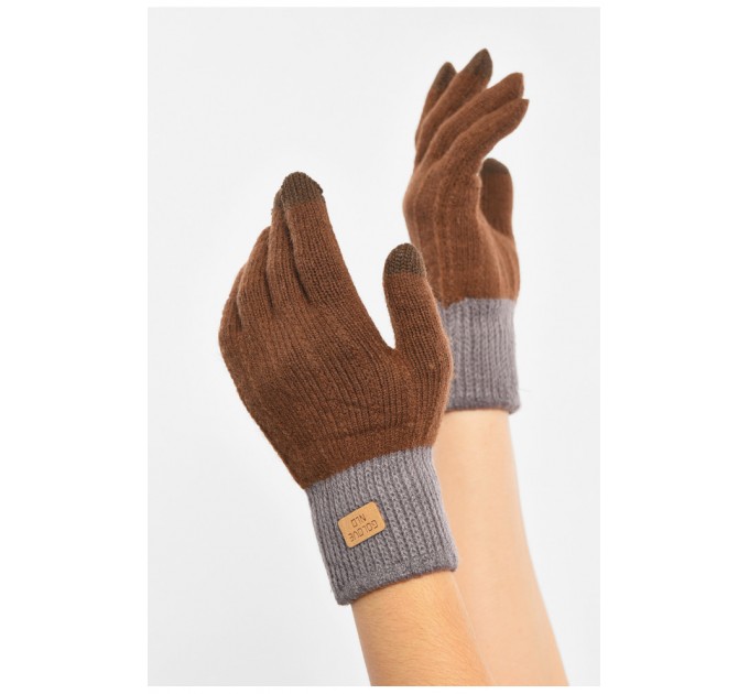 Перчатки женские сенсорные коричневого цвета 190042L