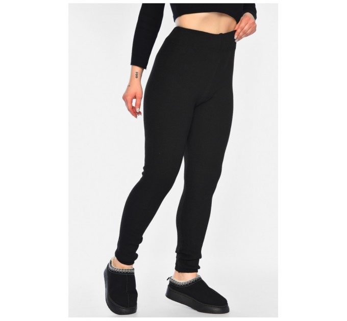 Лосини жіночі з начісом на верблюжій вовні чорного кольору 190463L
