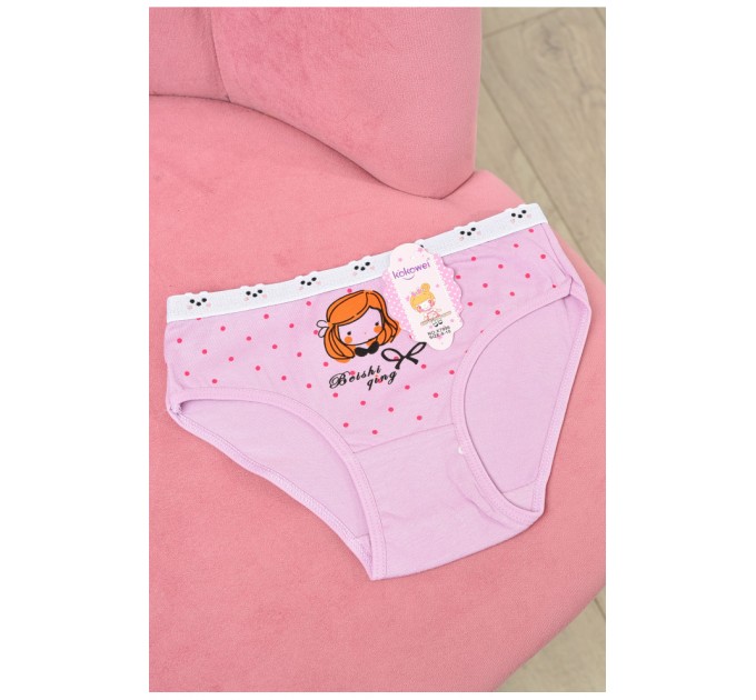 Детские трусики для девочки фиолетового цвета с рисунком 190723L