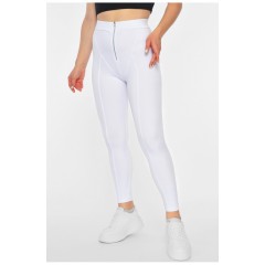 Лосини жіночі однотонні білого кольору з блискавкою 190963L