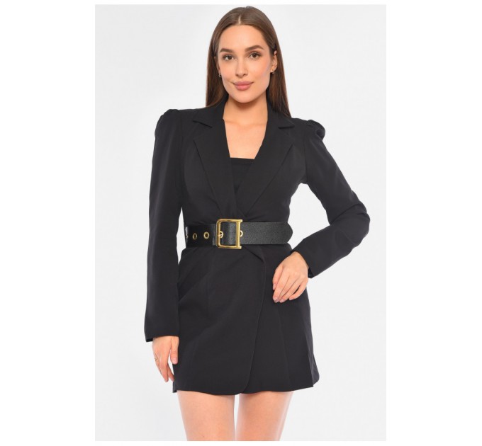 Платье-пиджак женское однотонное черного цвета 191009L