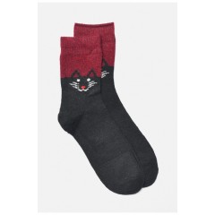 Шкарпетки жіночі на верблюжій вовні з принтом чорного кольору 191342L Шкарпетки жіночі на верблюжій вовні з принтом чорного кольору 191342L