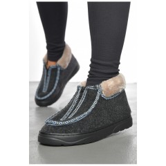 Бурки жіночі на хутрі темно-сірого кольору 191373L