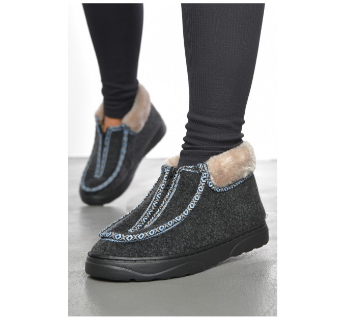 Бурки жіночі на хутрі темно-сірого кольору 191373L