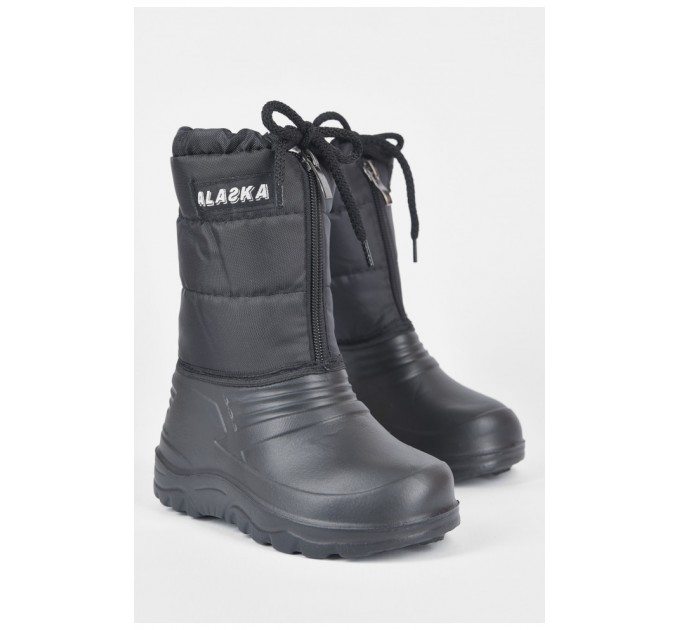 Дутики детские на флисе черного цвета 191540L