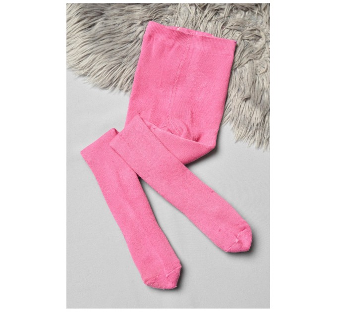 Колготи дитячі махрові для дівчинки однотонні рожевого кольору 191577L