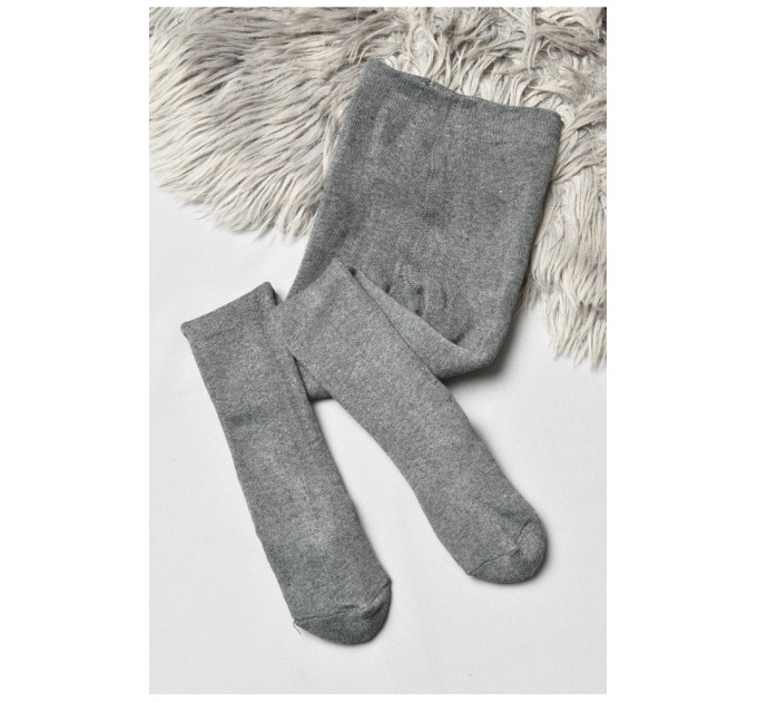 Колготи дитячі махрові для хлопчика однотонні темно-сірого кольору 191659L