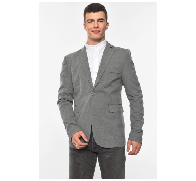 Мужской пиджак однотонный серого цвета 191664L
