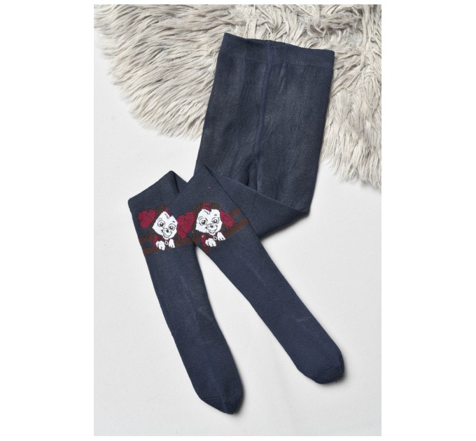 Колготы детские махровые для мальчика темно-синего цвета с рисунком 191769L.