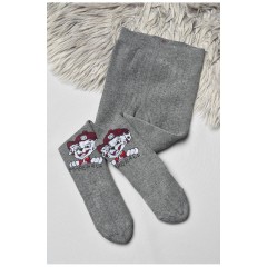 Колготи дитячі махрові для хлопчика сірого кольору з малюнком 191770L