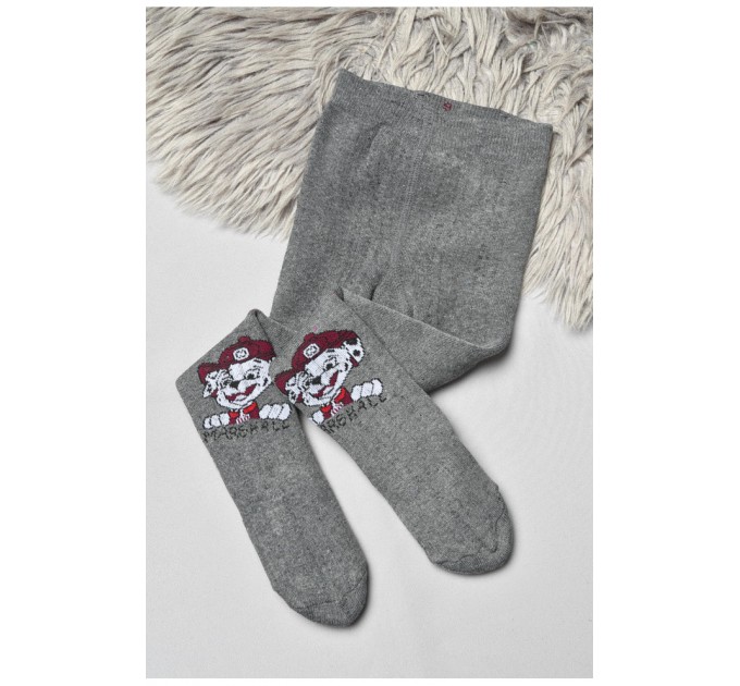 Колготи дитячі махрові для хлопчика сірого кольору з малюнком 191770L