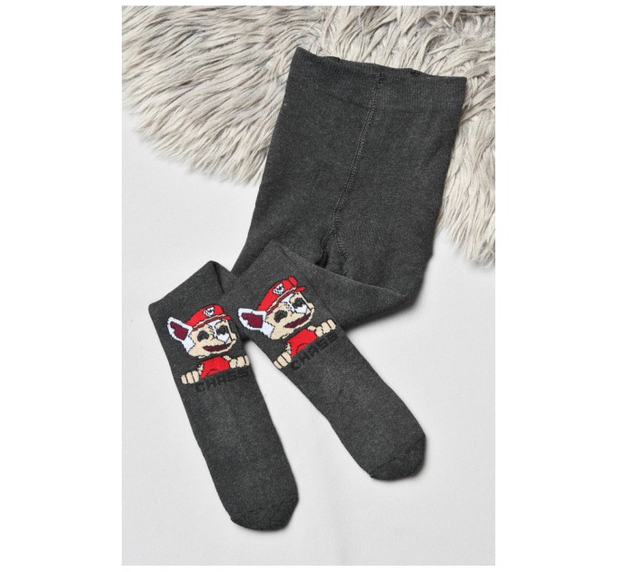 Колготи дитячі махрові для хлопчика темно-сірого кольору з малюнком 191771L