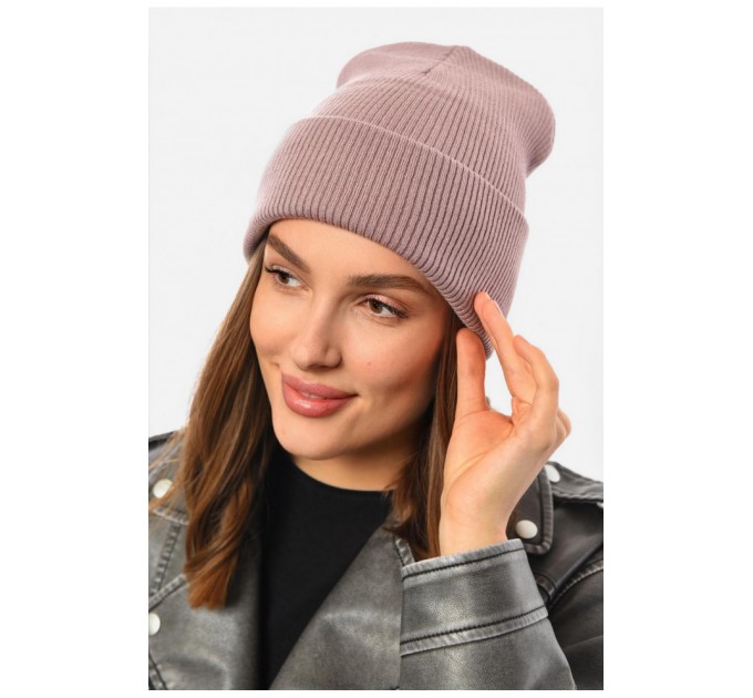 Шапка жіноча демісезонна темно-рожевого кольору 191885L