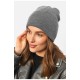 Шапка жіноча демісезонна темно-сірого кольору 191896L