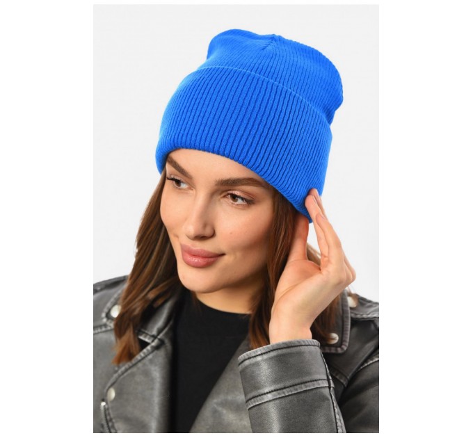 Шапка жіноча демісезонна синього кольору 191900L