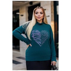 Свитер женский темно-зеленого цвета 192542L