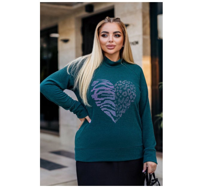 Свитер женский темно-зеленого цвета 192542L