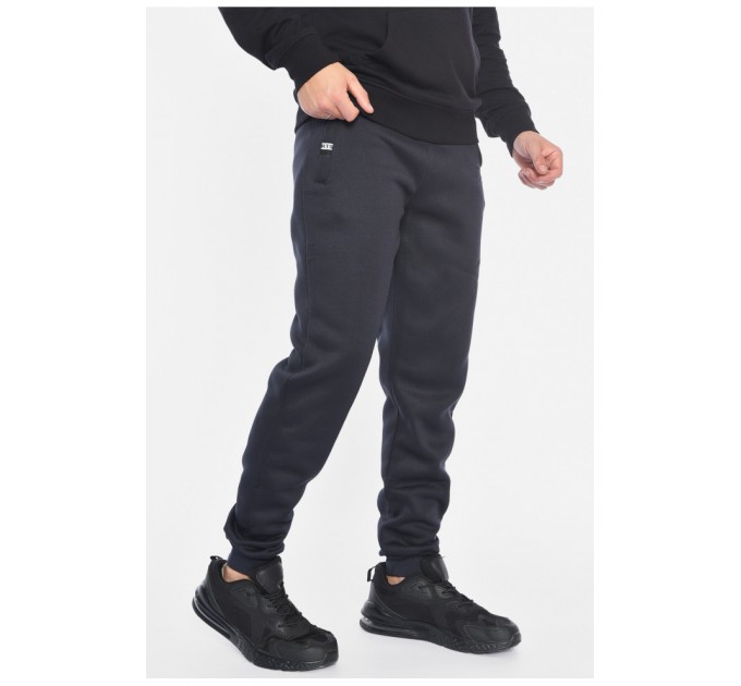 Спортивні штани чоловічі на флісі темно-синього кольору 192576L