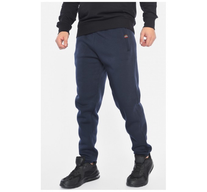 Спортивные мужские штаны на флисе темно-синего цвета 192588L
