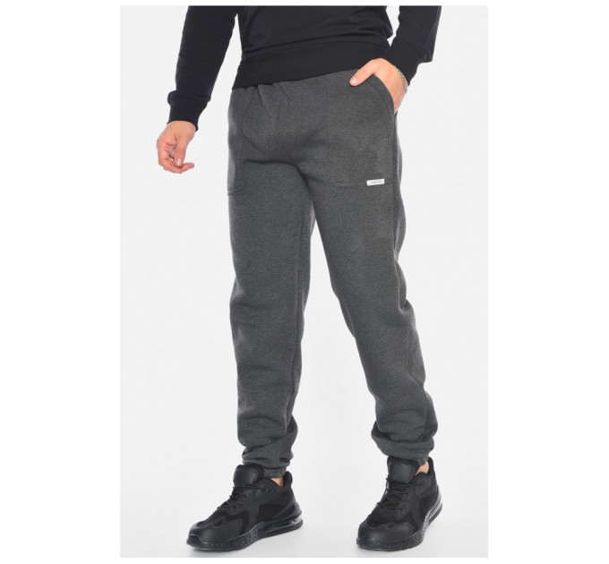 Спортивні штани чоловічі на флісі темно-сірого кольору 192620L