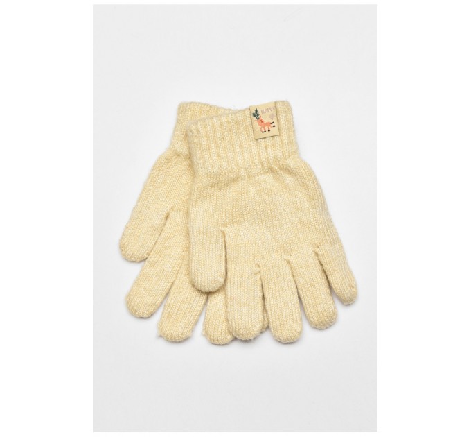 Рукавички дитячі з начісом однотонні молочного кольору 192697L