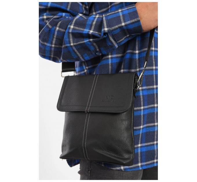 Сумка мужская через плечо из экокожи черного цвета 192811L