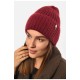Шапка женская зимняя на флисе однотонная бордового цвета 193202L