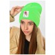 Шапка зимняя подростковая с нашивкой салатового цвета 193223L