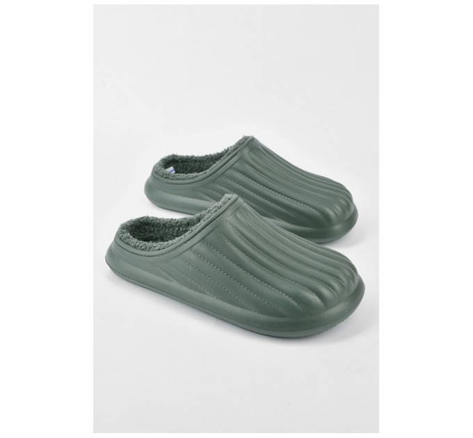 Калоші чоловічі на хутрі кольору хакі 193280L