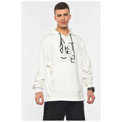 Худі чоловіче напівбатальне з малюнком білого кольору 193330L Худі чоловіче напівбатальне з малюнком білого кольору 193330L