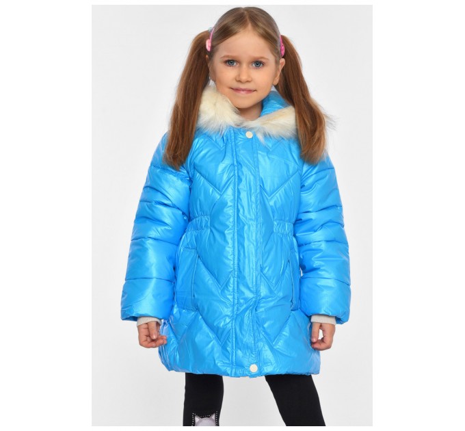Куртка детская для девочки еврозима на искусственном меху голубого цвета 193345L