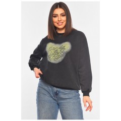 Свитшот женский черного цвета с принтом 193371L